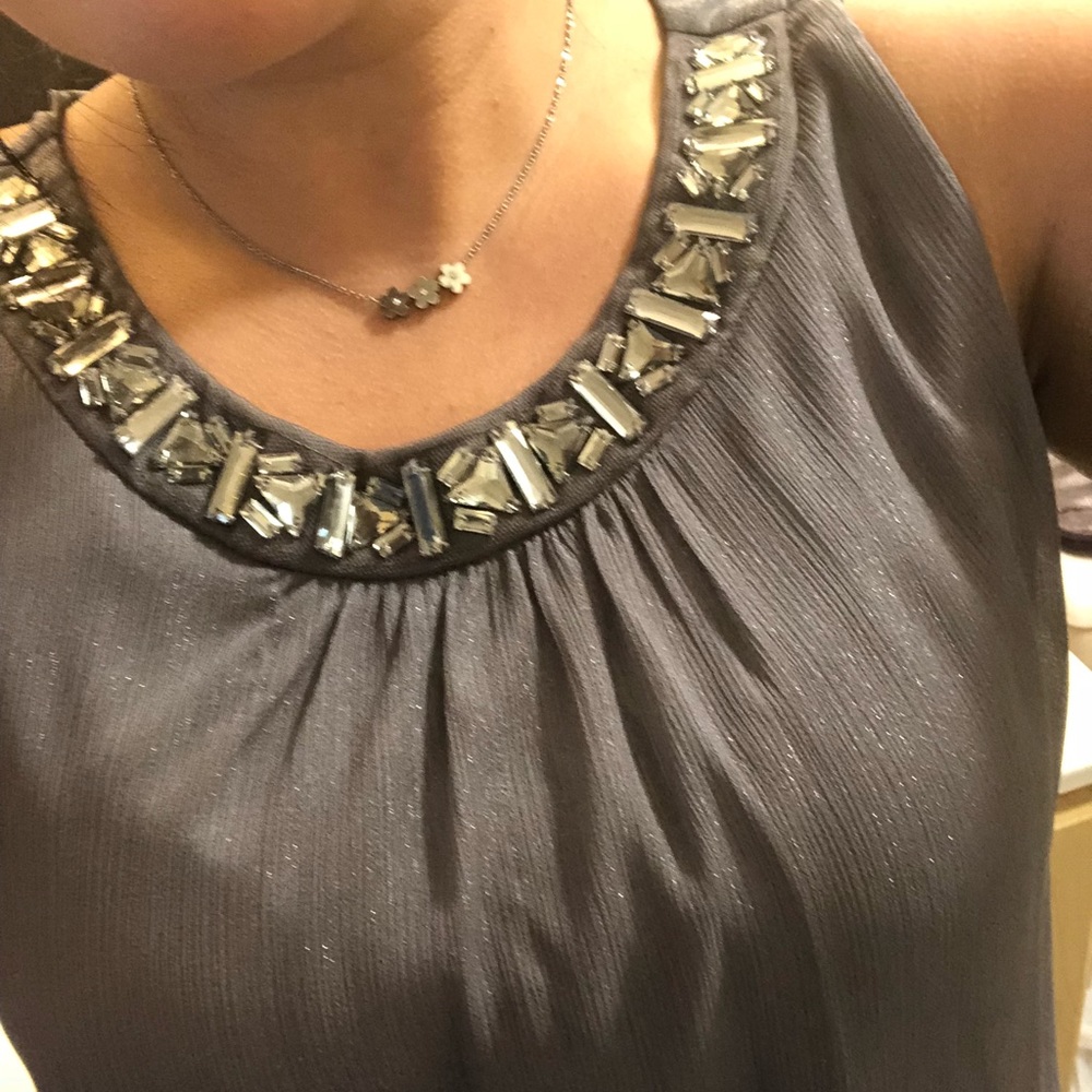 Gray, Rhinestone detail, shimmery, sleeveless